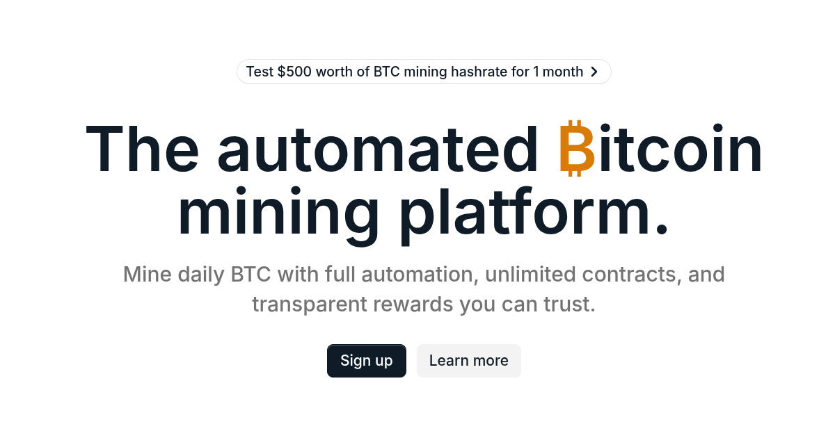Infinity Hash Bitcoin Mining Plattform automatisiert